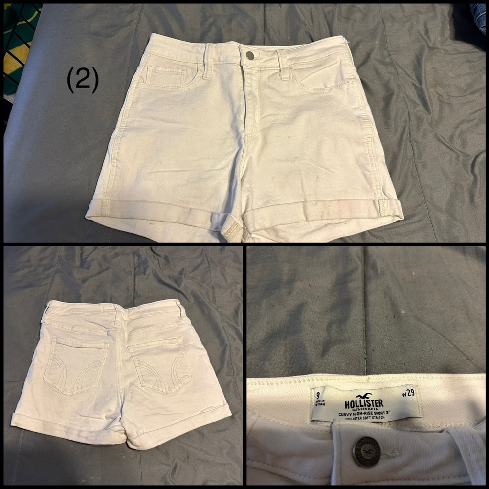 Hollister White Jean Shorts Classic Mid-Thigh